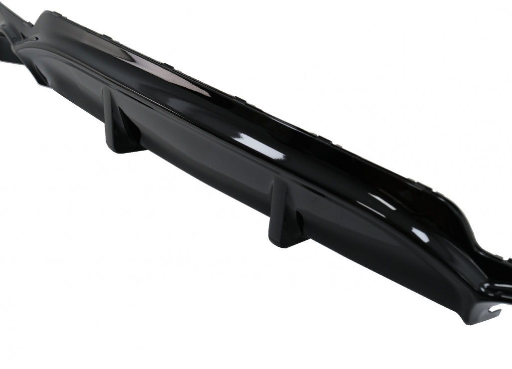 Front Bumper Spoiler Lip suitable for BMW 4 Series F32 F33 F36 Coupe Cabrio Grand Coupe (2013-03.2019) with Rear Bumper Diffuser Twin Single Outlet M-Performance Design