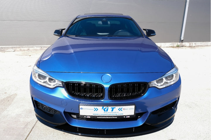 Front Bumper Spoiler Lip suitable for BMW 4 Series F32 F33 F36 Coupe Cabrio Grand Coupe (2013-03.2019) with Rear Bumper Diffuser Twin Single Outlet M-Performance Design