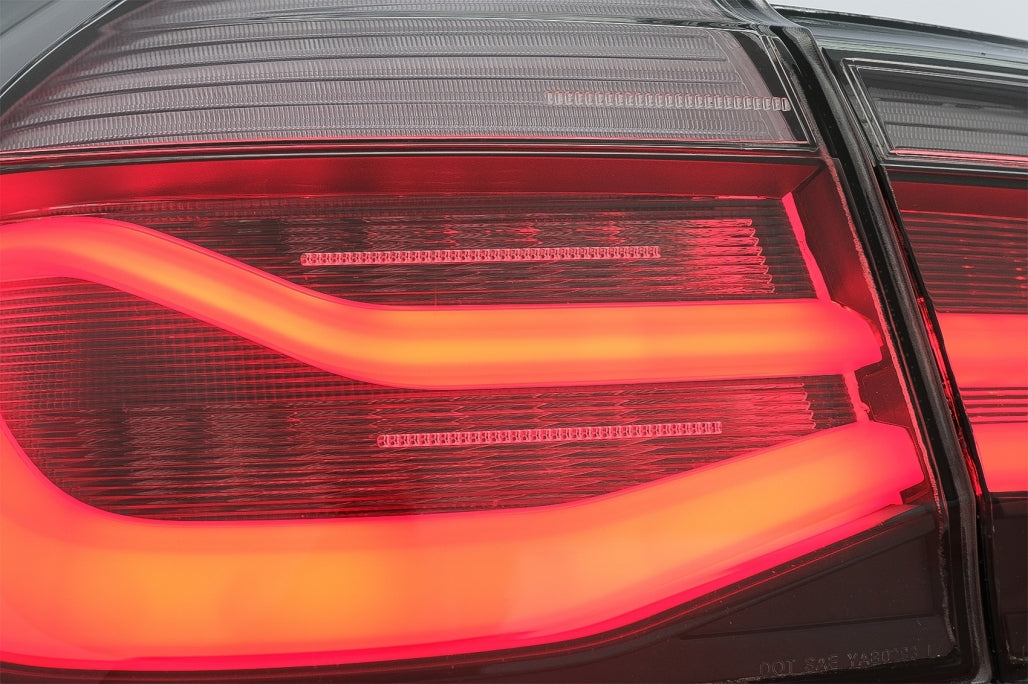 LED Taillights M Look Black Line suitable for BMW 3 Series F30 Pre LCI & LCI (2011-2019) Red Smoke Conversion to LCI Design with Dynamic Sequential Turning Light