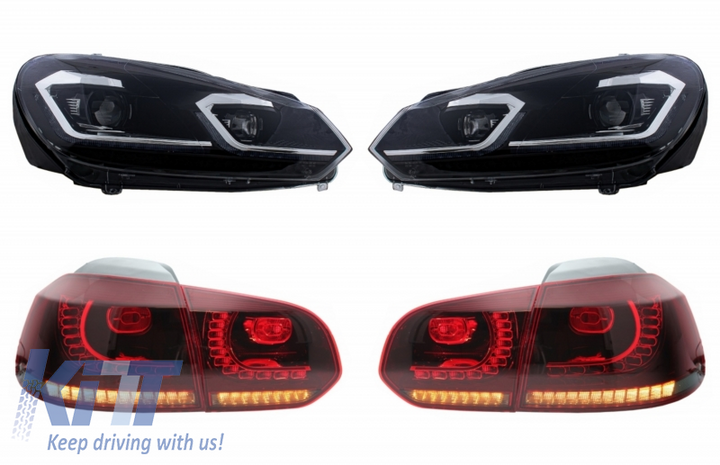 LED Headlights and Taillights suitable for VW Golf 6 VI (2008-2013) With Facelift G7.5 Look Silver Flowing Dynamic Sequential Turning Lights LHD
